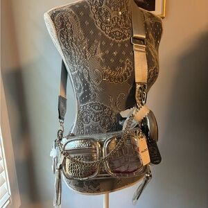 Aldo Metallic Crossbody Bag with Chain Accent